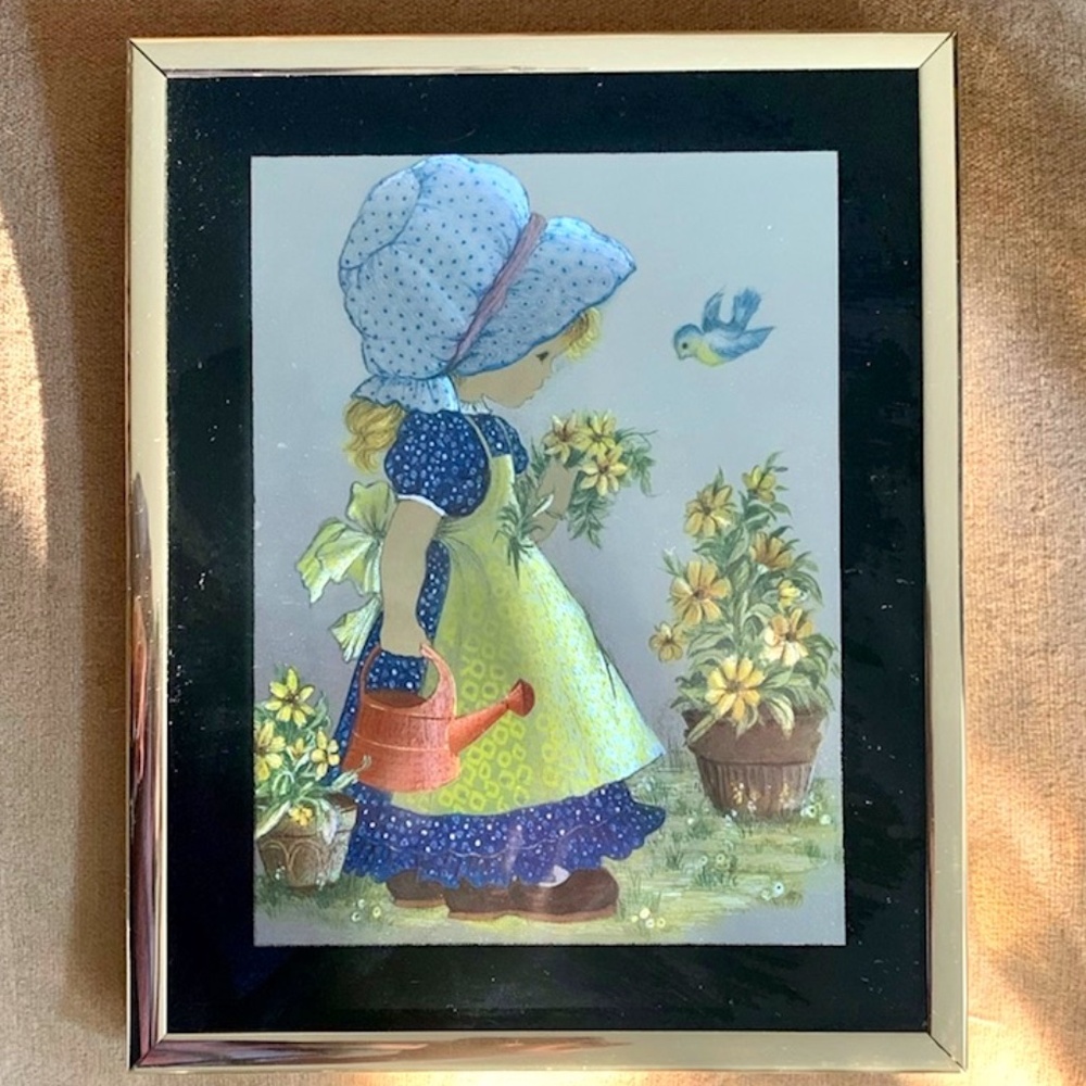 Vintage Framed Holly Hobbie Foil Art